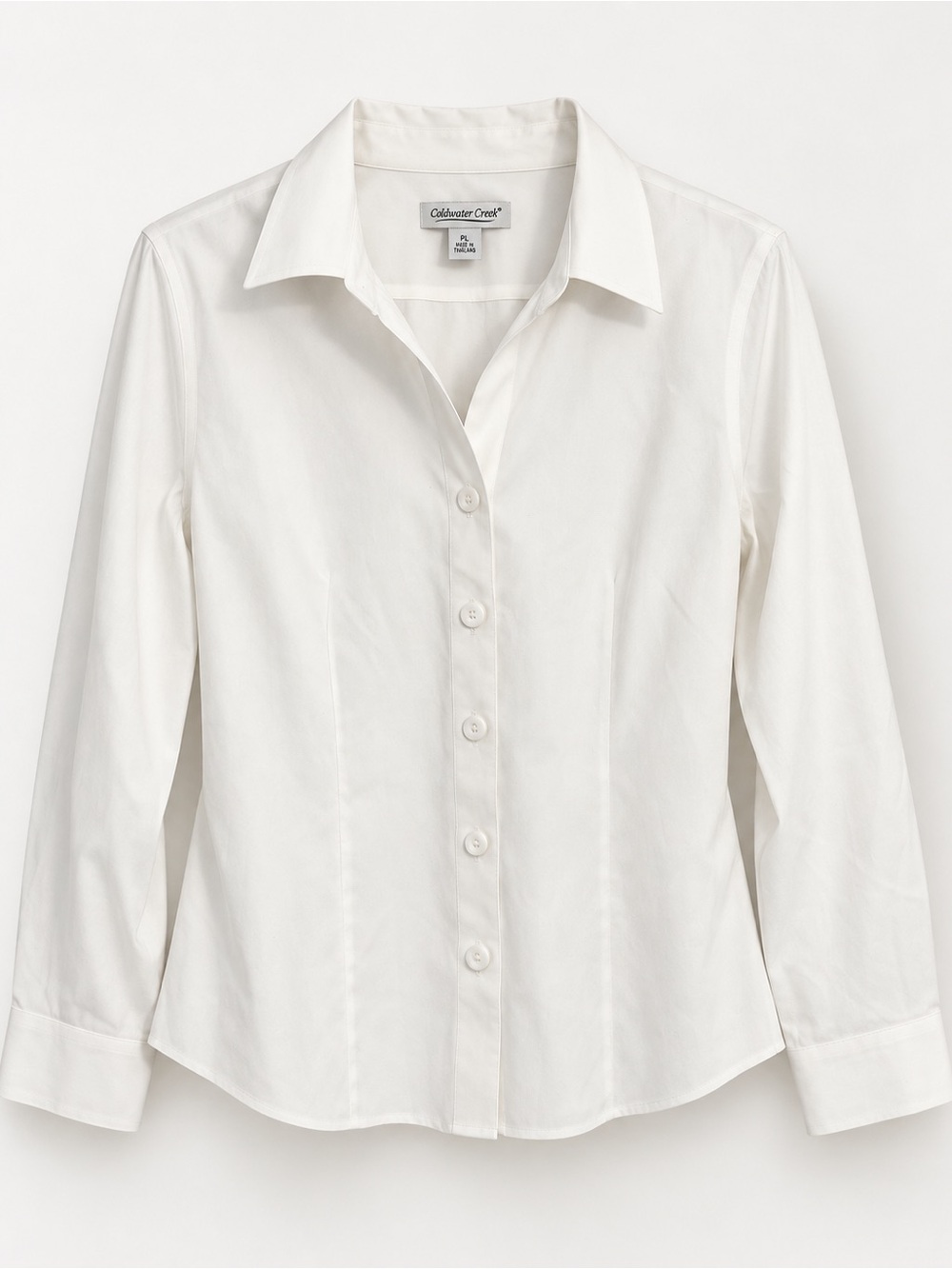 Coldwater Creek Petite Large White Button Down Shirt Classic Preppy Blouse